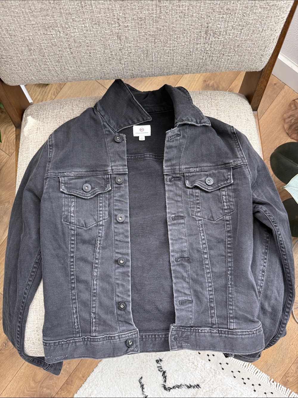 Ag Adriano Goldschmied Black Washed Denim Jean Jacket